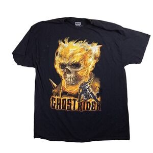 Marvel Ghost Rider T-Shirt Mens XL Black Good Flaming Skull Graphic Tee